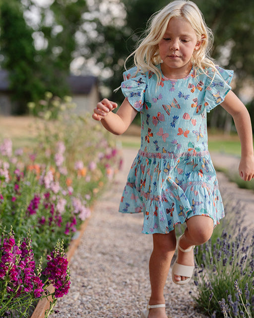 Twirl Dress - Aqua Butterfly