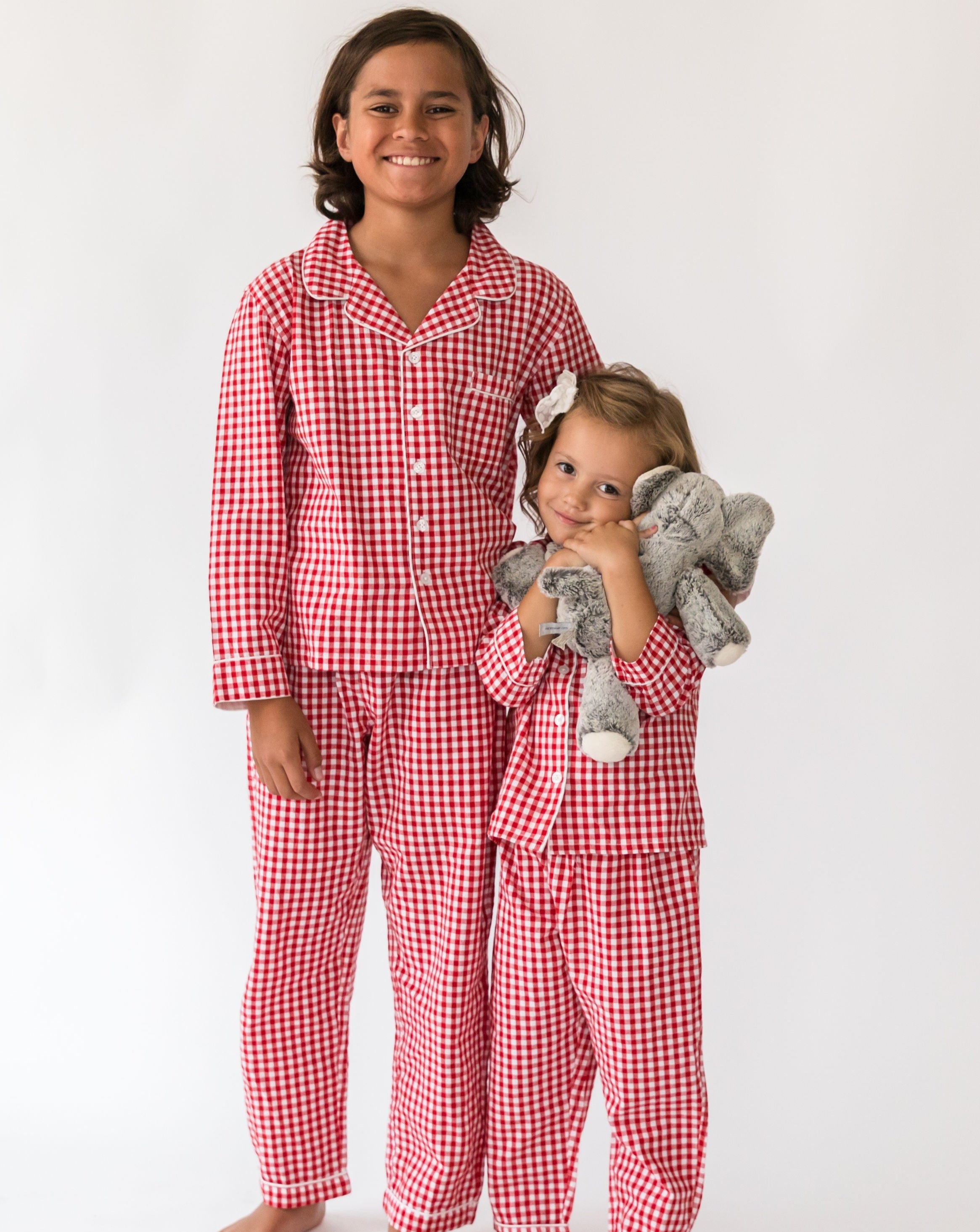 Crew Kids Crew Lounge Pink Checkered Fleece Grandpa Pajamas AL2688, Size 3X | Pajama Set | Macaroni Kids